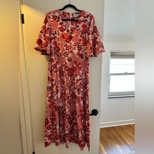 Tuckernuck Red Floral Midi Dress